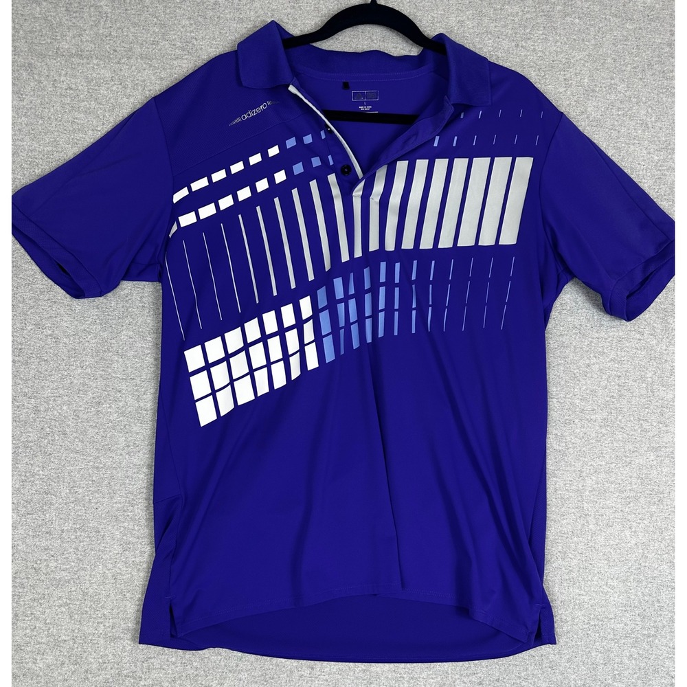 Adidas Adizero Golf Polo Shirt Mens Large Purple Geometric Graphic Short Sleeve‎